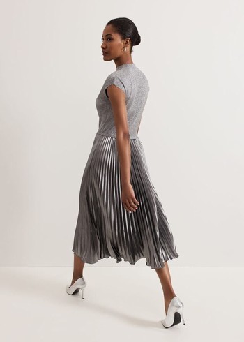 Phase Eight Jayla Metallic Dress Silver Canada | QMCSDU-950